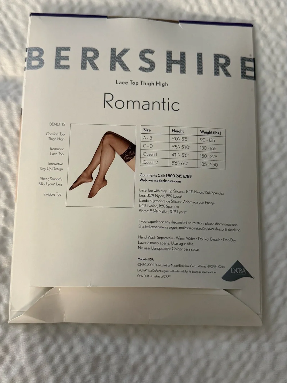 Berkshire Romantic Lace Top Thigh High Stockings C-D Nude Sheer NIP Romantic